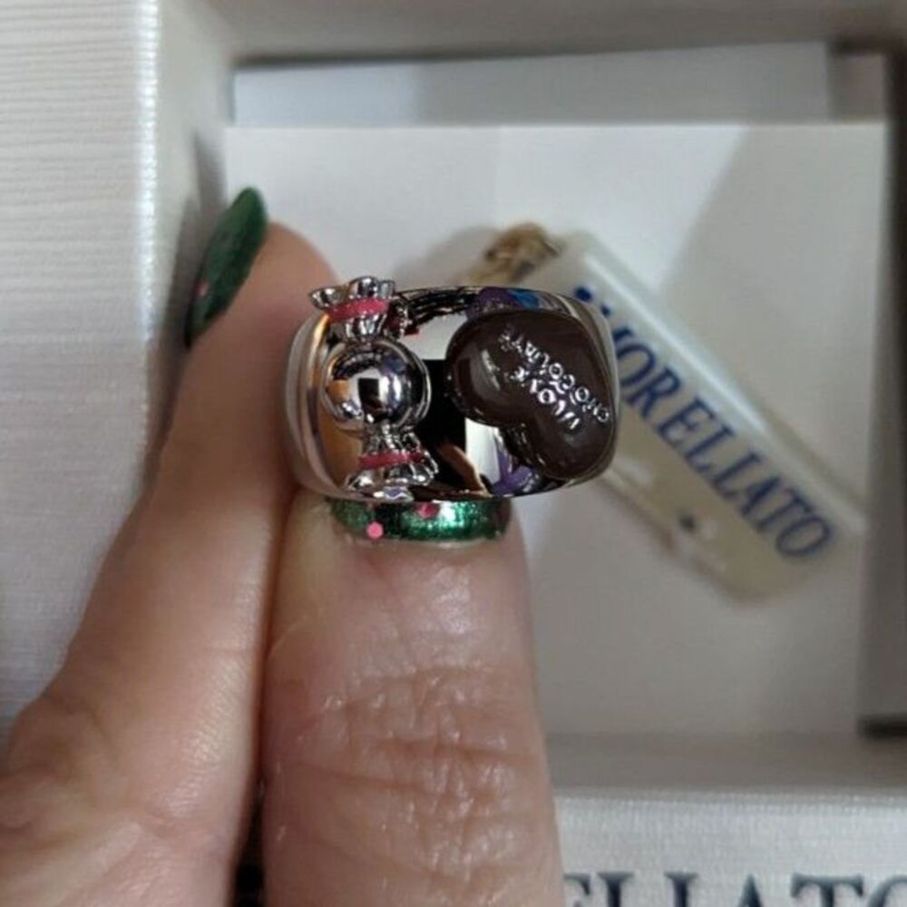 NIB MORELLATO "I LOVE CHOCOLATE" CANDY SILVER-TONED RING SIZE 6.5